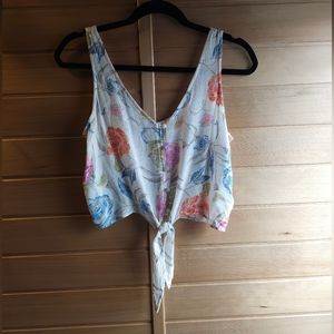 NWOT Tie Front Floral Crop Tank